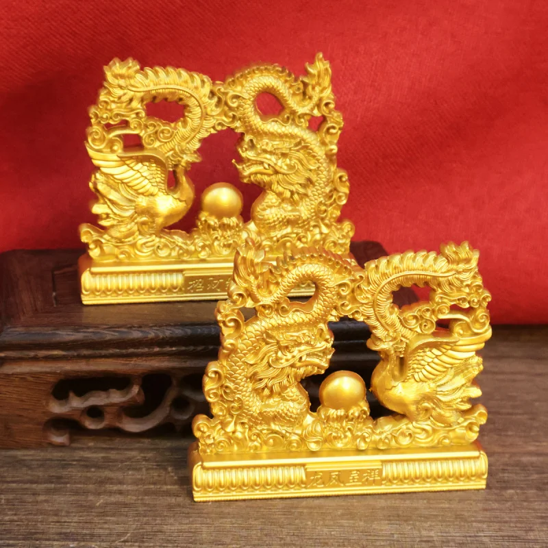 

New Dragon and Phoenix Auspicious Ornament for Wealth, Chinese Style Living Room Entrance Decoration, Desktop Ornament, Auspicio