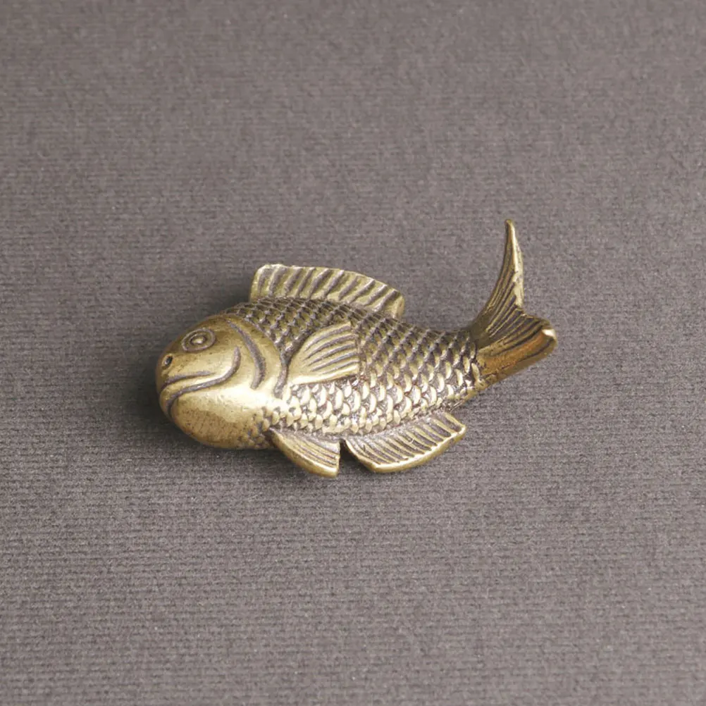 

Brass Fish Vintage Animal Statue For Desktop Home Office Decor Retro Brass Craft Ornament Small Desktop Decor
