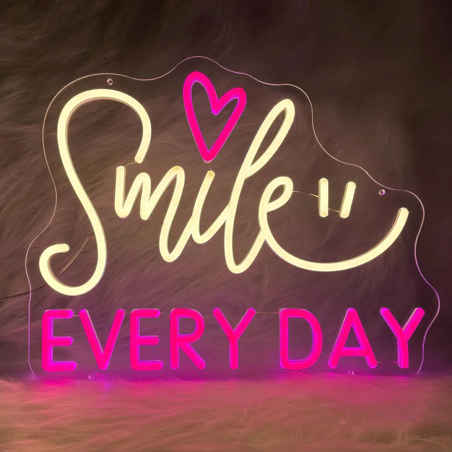 Letrero de neón con sonrisa todos los días, luz de neón LED regulable alimentada por USB para dormitorio, propuesta de boda y fiesta, decoración colgante de pared, regalos