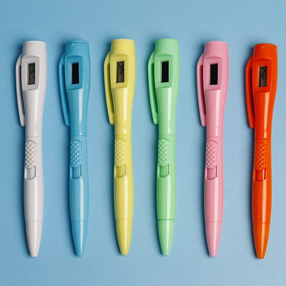 

4pcs Clock Ballpoint Smooth Writing Exam Pen Multi-Function Student Office Pen Adjustable Time Date Button Plastic Gel