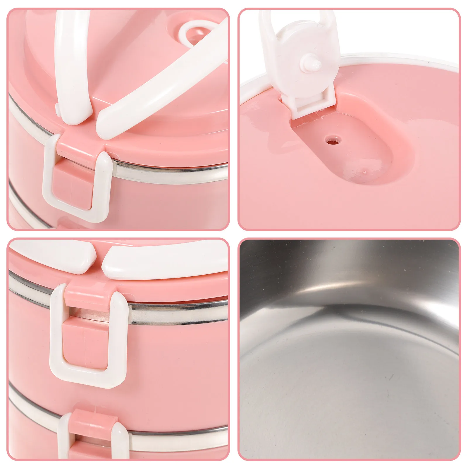 1Pcs Stainless Steel Thermal Lunch Box 2-Tier Insulated Food Container with Arched Handle Leakproof Multi Compartment for Work