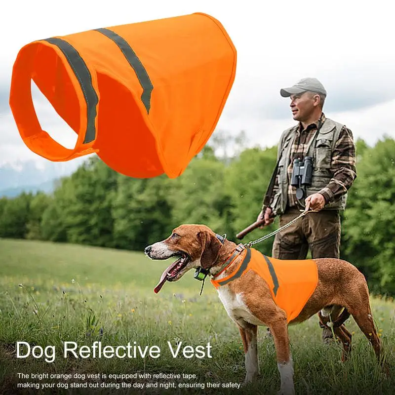 Dog Reflective Vest  High Visibility Bright Orange Dog Safety Vest Comfortable Pet Supplies for Hunting Walking Training Outdoor