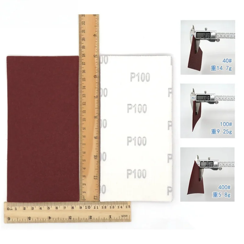 1-50pcs 90x182mm 100x110mm Square Sandpaper Sand Sheets Grit 40 100 400 Hook Loop Sanding Red Dry sand Polishing