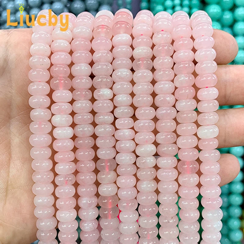 8mm Natural Stone Pink powder crystal abacus spacer bead DIY jade anklet semi-finished products For Jewelry Making 15