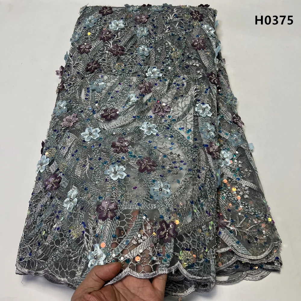 Nigerian Tulle Lace Fabric for Sewing, Wedding Dress, Chiffon Party Guipure, High Quality, Net Cloth, 5Yard, 2024 H0375