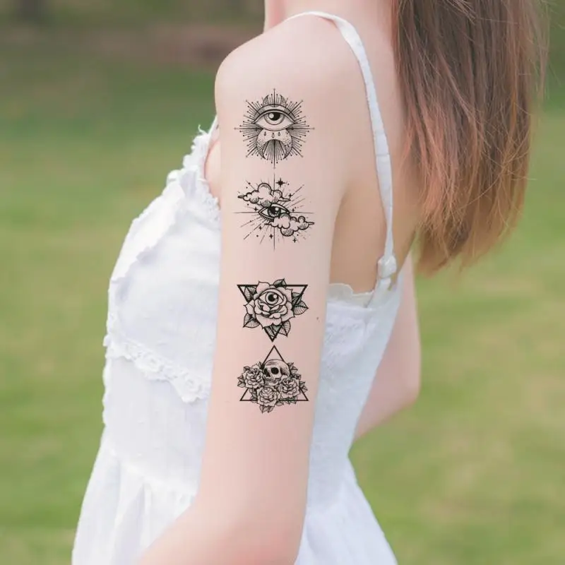 Water Transfer Tattood Girl Black And White Sketch Tattoo Stickers Flower Pattern Design Rich Styles Easy To Clean