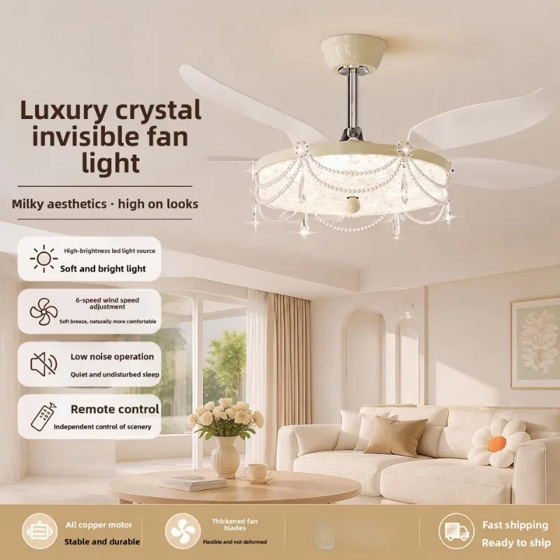 Retro Style Remote Control Ceiling Fan Light with Variable Frequency Three Color Dimming for Home Living Room And Restaurant