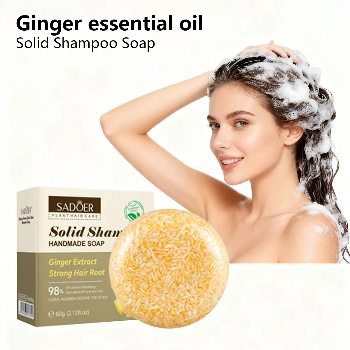 

Ginger Jojoba Essential Oil Shampoo Soap, Hair Care Soap, Deep Cleansing Moisturizing, FluffyOil Controlling Shampoo Solid Soap