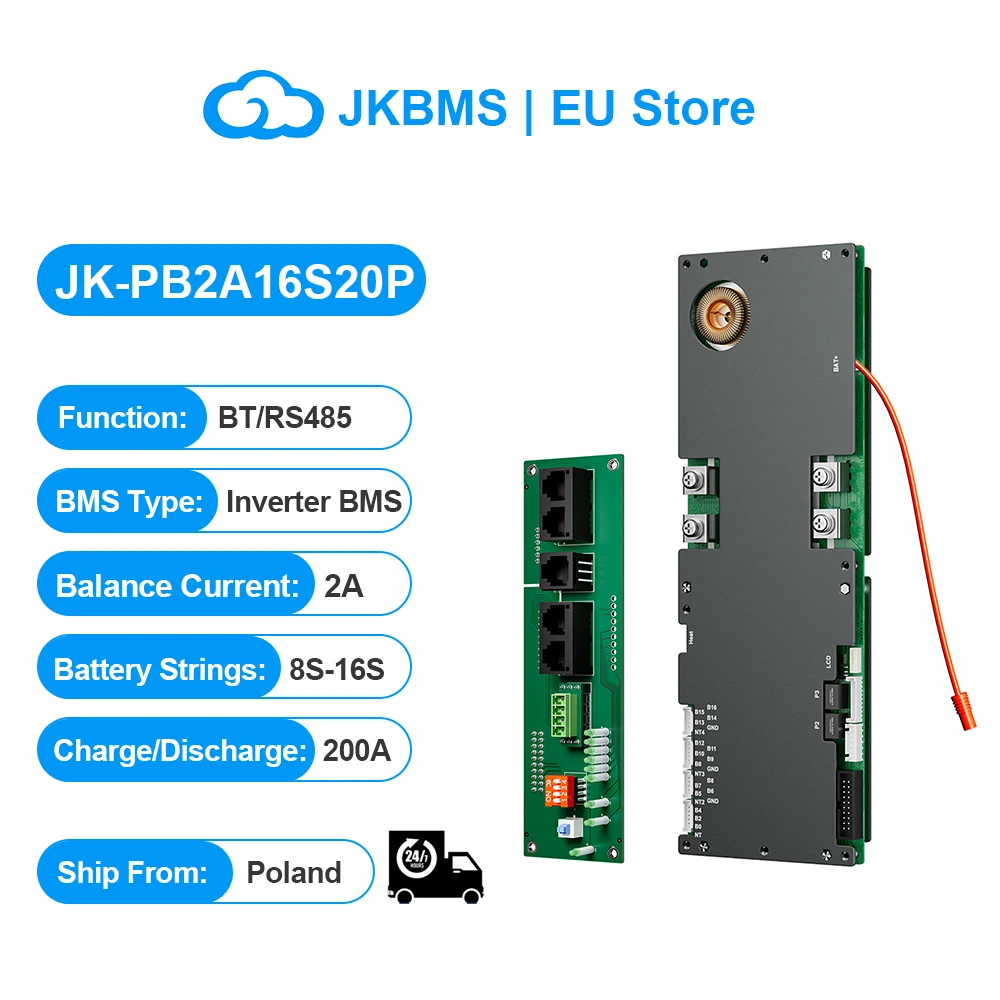 JKBMS JIKONG V19 Inverter di energia domestica BMS 8S/24V 16S/48V Li-ion/ Lifepo4/LTO Batteria BMS PB2A16S20P