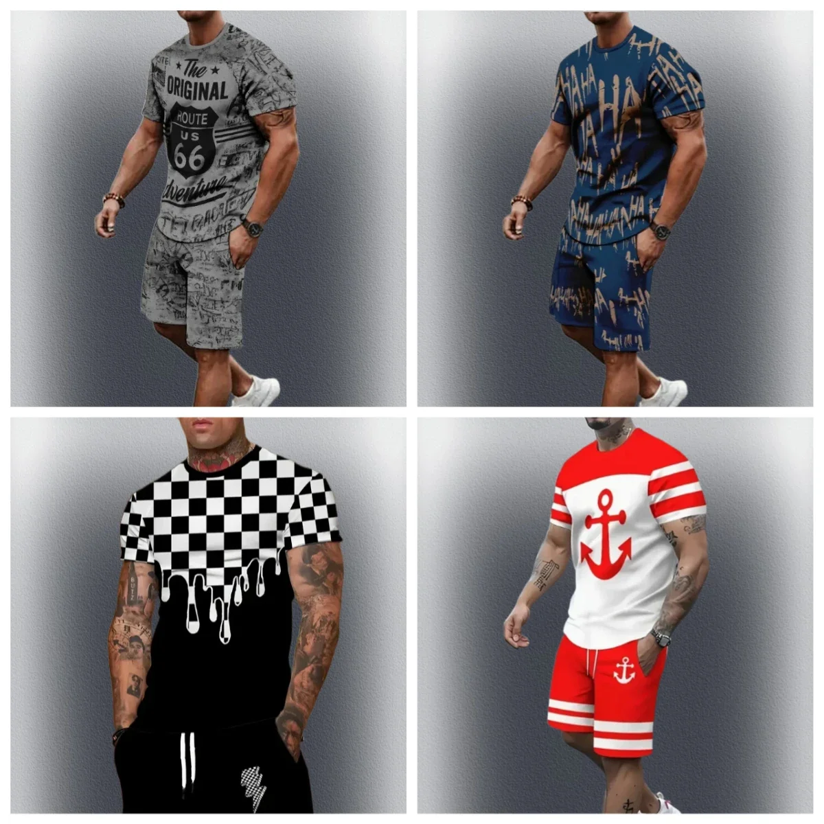 

Лето 2025 г., новый мужской комплект, уличная одежда с 3D принтом, удобный повседневный мужской спортивный костюм для катания на роликовых коньках, рабочая одежда