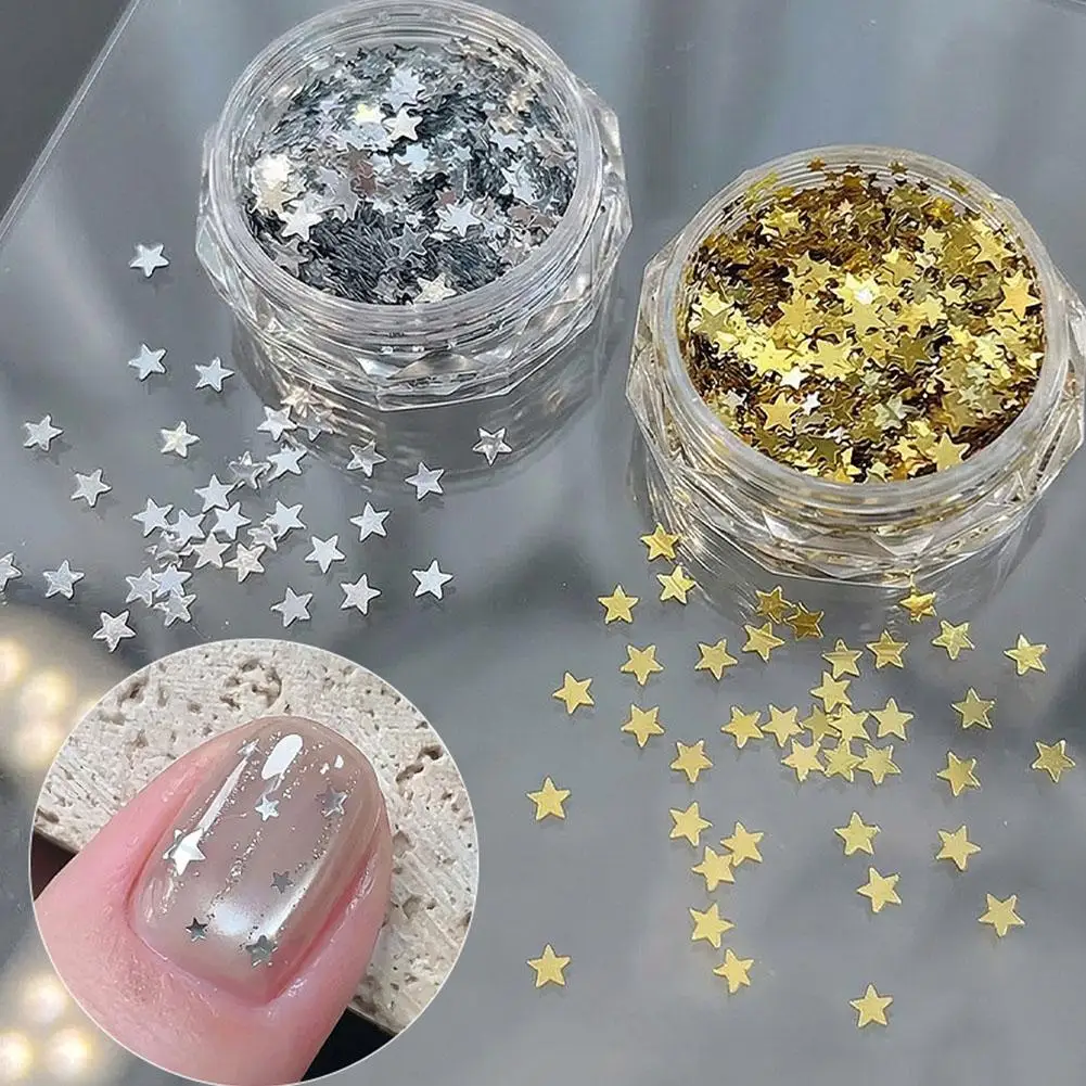Paillettes argentées pour la décoration des ongles, paillettes brillantes pour ongles, paillettes argentées étincelantes, paillettes étoilées, breloques pour ongles