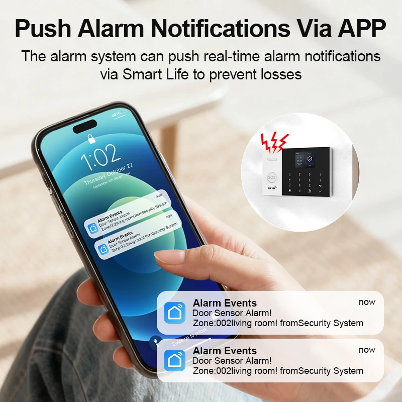 2.4G WIFI Smart Home Alarm Security System Works with TUYA Smart Life APP Wireless Motion Sensor GSM 433MHZ With Aleax view 4