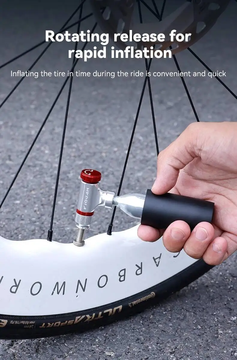 ESLNF CO2 Fahrradreifen-Aufpumper CO2-Pumpe Aufpumpkopf Aluminiumlegierung Fahrradreifenpumpe Werkzeug Mini Fahrrad CO2-Pumpe Fahrradzubehör – Detail 8