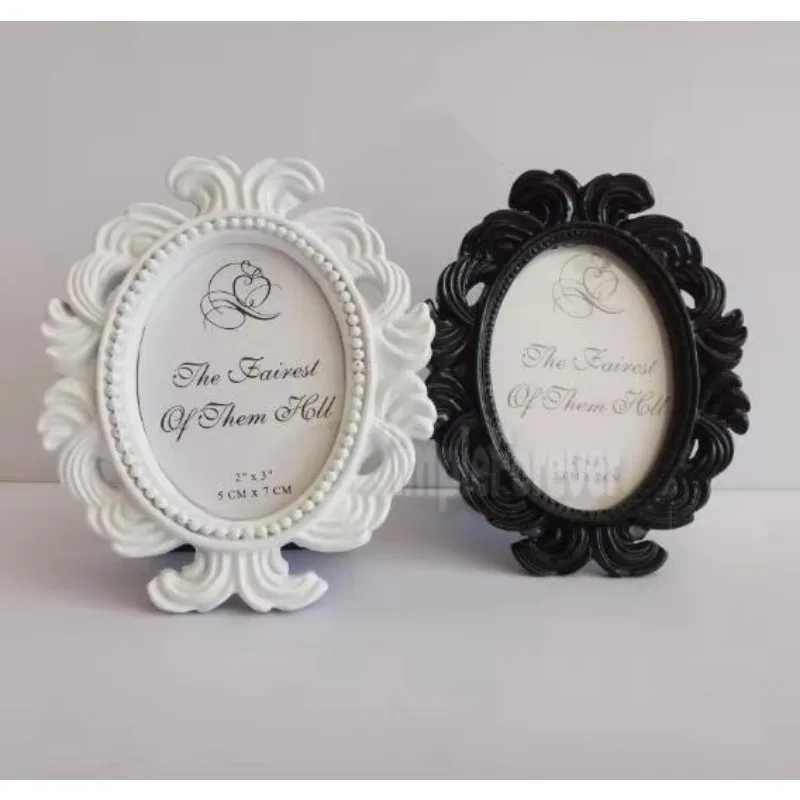 50pcs/Lot+Victorian Style White&Black Baroque Picture/Photo Frame Place Card Holder Wedding&Bridal Shower Favors