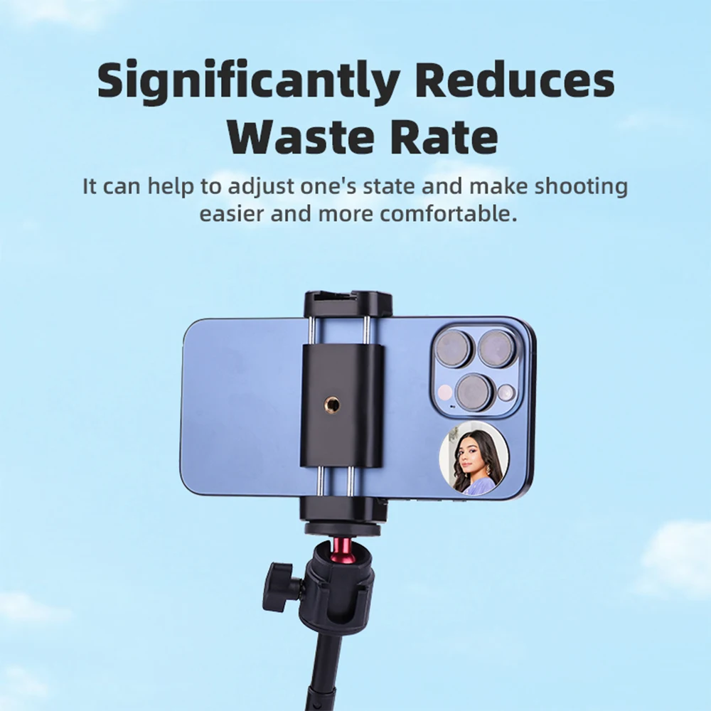 Smartphone Selfie Vlog Mirror Vlog Selfie Mirror with Phone Clip Tripod Fill Light Mini Mirror Booster Selfie Stick Accessories