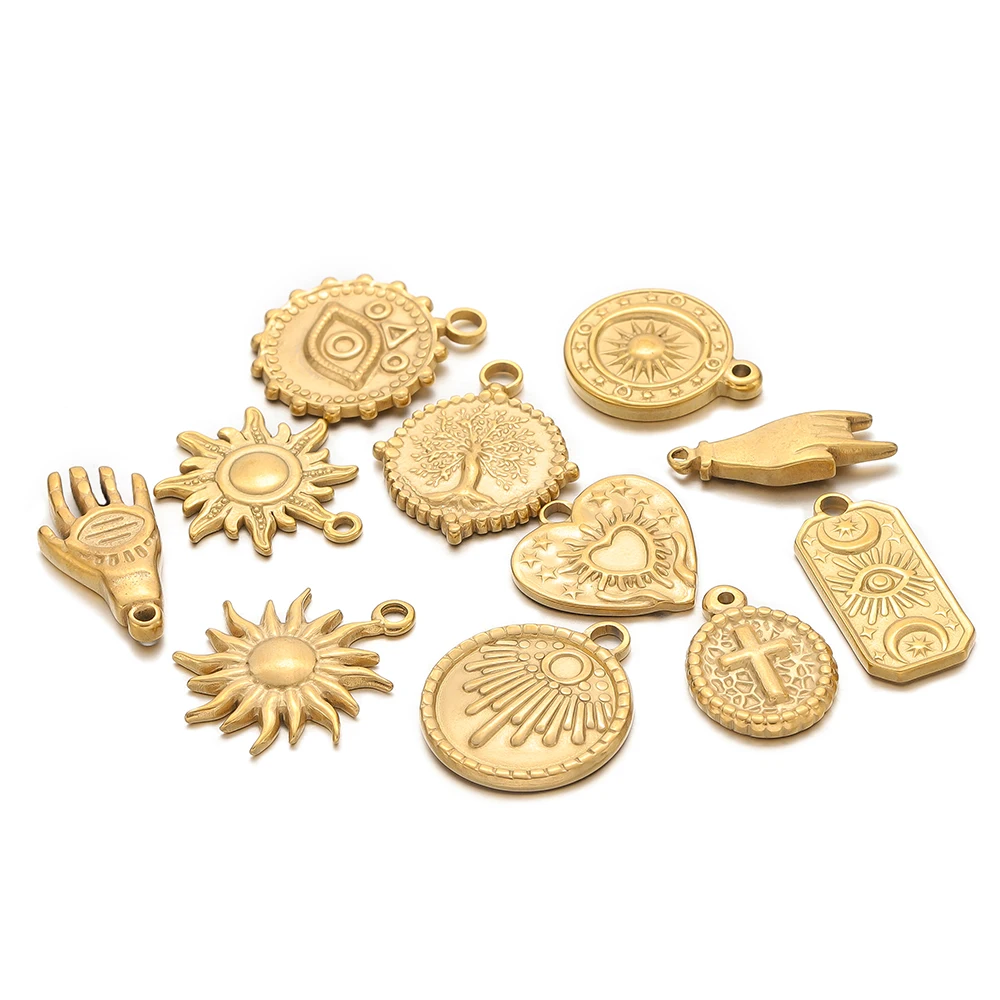 5 Stück Edelstahl-Herz-Sonnenblumen-Anhänger Kreuzanhänger für DIY-Halsketten, Ohrringe, Schmuckherstellung, Armbänder, Zubehör – Detail 4