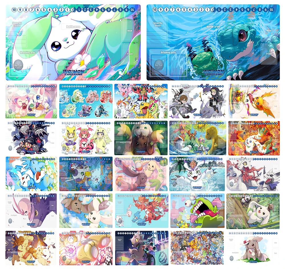 Digimon Cute Playmat DTCG TCG CCG Mat Gomamon Dracomon Numemon Terriermon Trading Card Game Mat Mouse Pad Table Gaming Play Mat