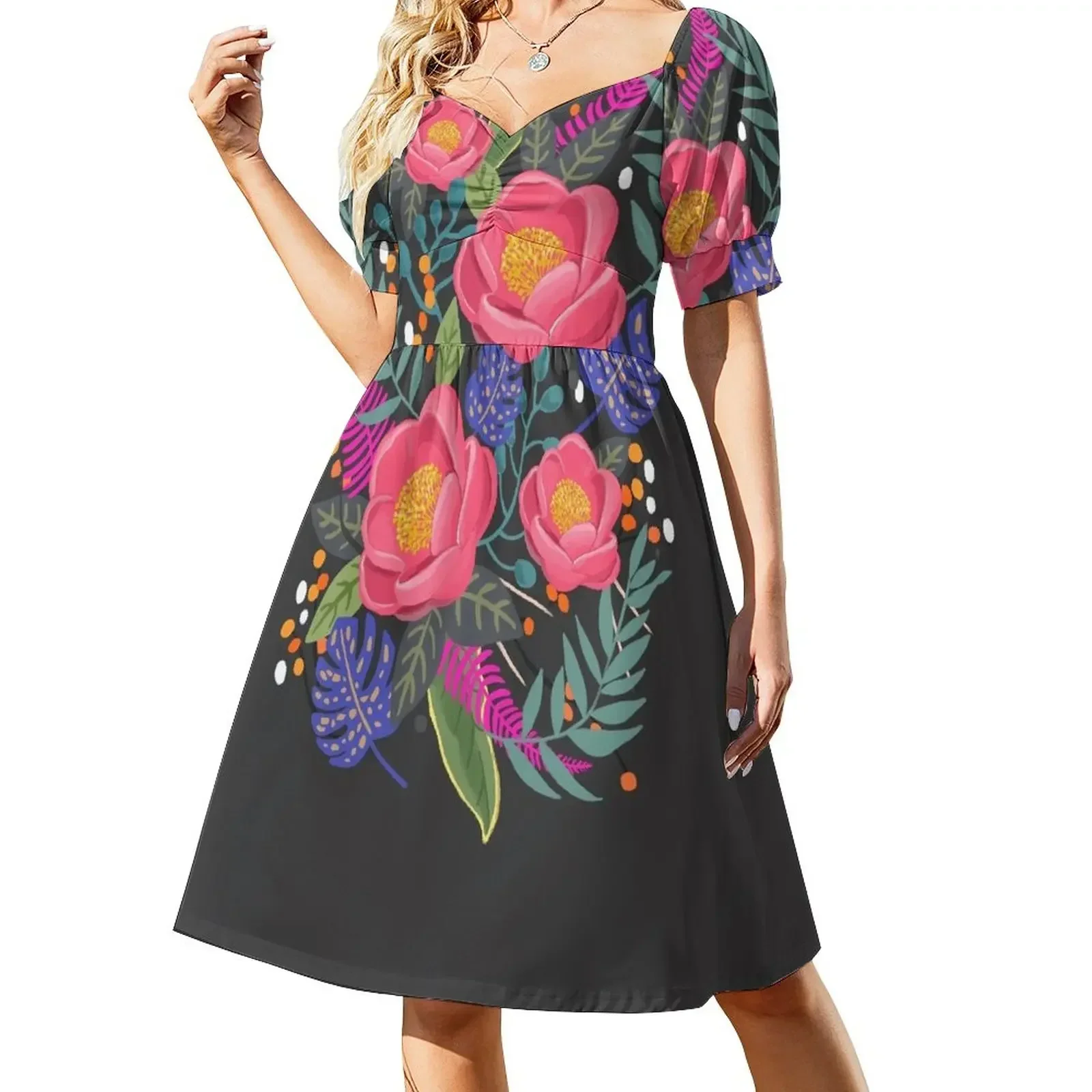 

Night Blossom art print Sleeveless Dress womens clothing chic and elegant woman dress Dress