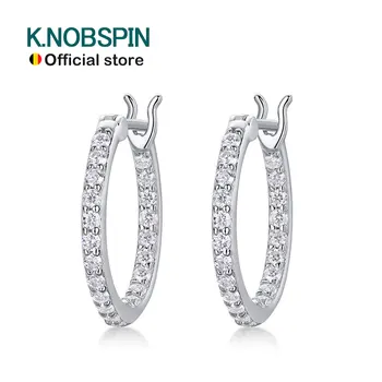 KNOBSPIN 2mm D color Moissanite earrings s925 silver plated 18k white gold with GRA certificates Wedding Hoop earrings for women