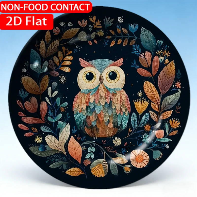 1pc Elegant Ceramic Decorative Plate Floral Owl Artwork Multi Theme Design Non-Food Contact, Home Desk Ornaments, Living Room