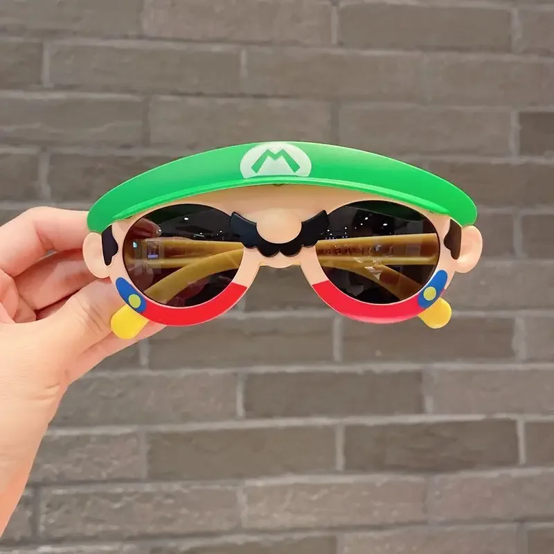 New Super Mario Bros Kids Sunglasses Boy Sunglasses Girls Glasses Cap Children Cute Sunglasses Anti-UV Glasses Beach Sunbathing