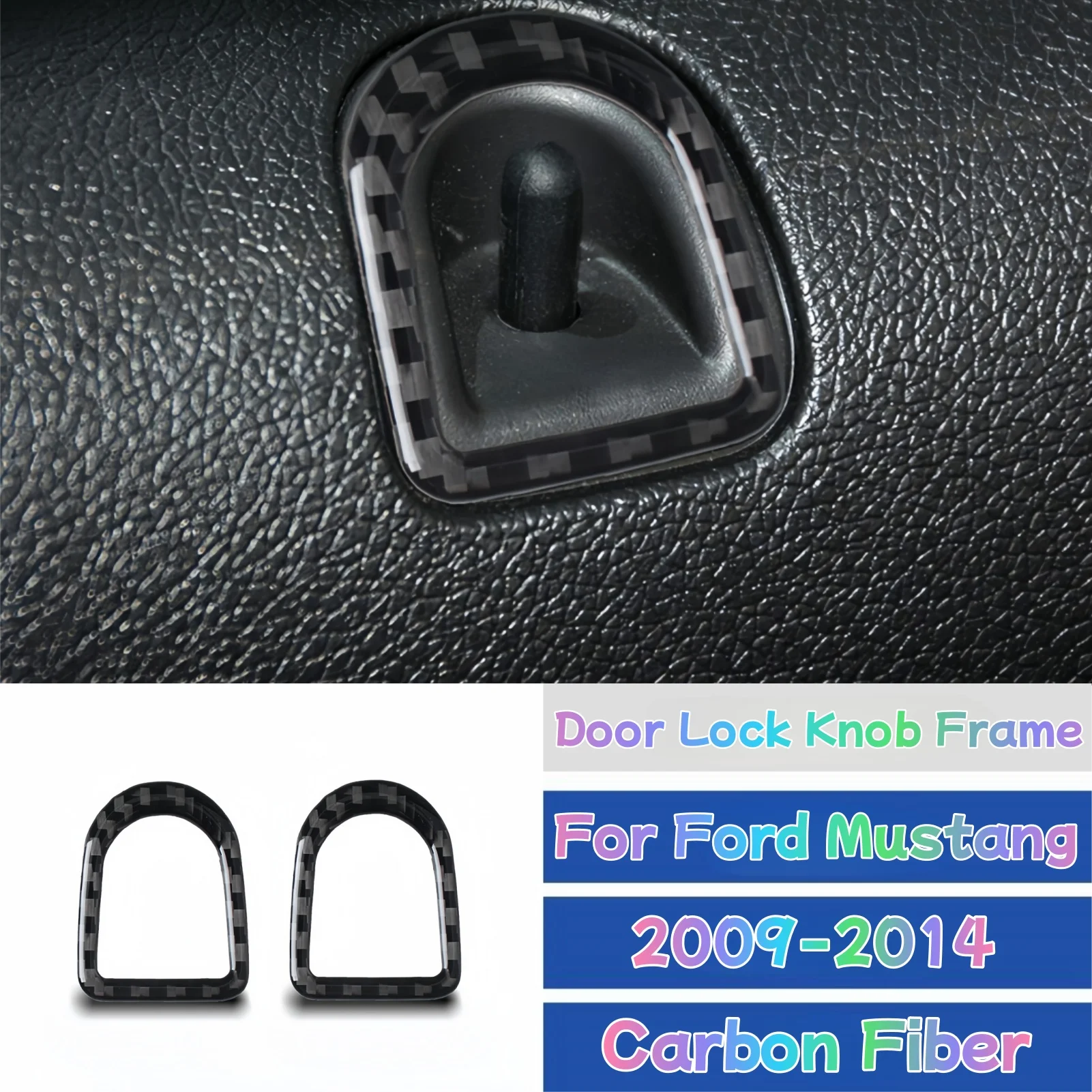 For Ford Mustang 2009-2014 Carbon Fiber Car Interior Door Lock Pin Knob Frame Cover Protective Trim Sticker Accesorios Para Auto