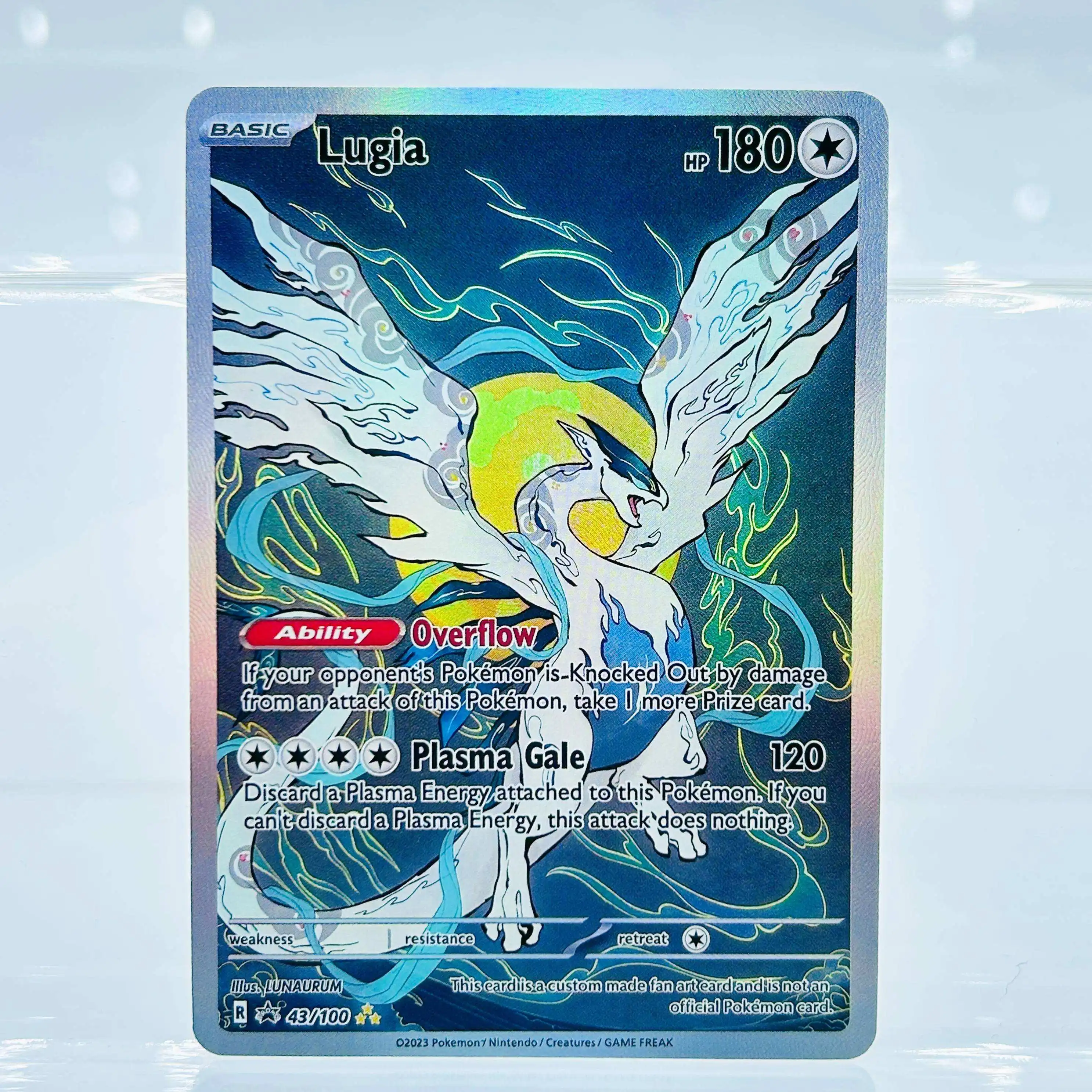 

2023 English Lugia Full Art Holo Rare DIY Textured Fan Art Pokemon Card - Mint Collectible