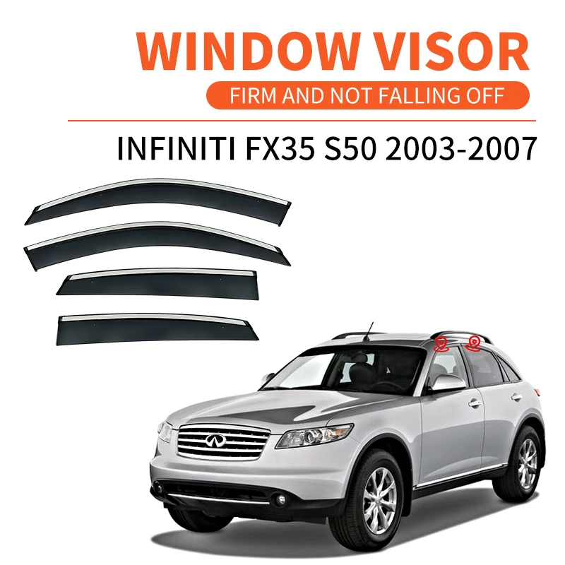

For Infiniti FX25 FX35 FX37 FX50 2003-2022 Tinted Car Side Window Visor Guard Vent Awnings Shelters Rain Guard Door Ventvisor