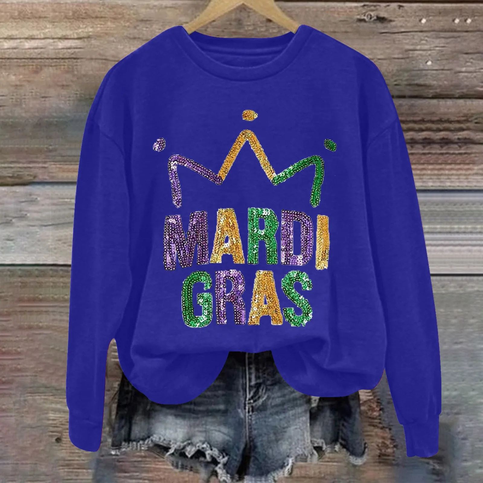 Mardi Women's Letter Printed Round Neck Long Sleeve Fall Shirt plus Size Band Sweatshirts Women Vintage Hoodies Sweaters Women