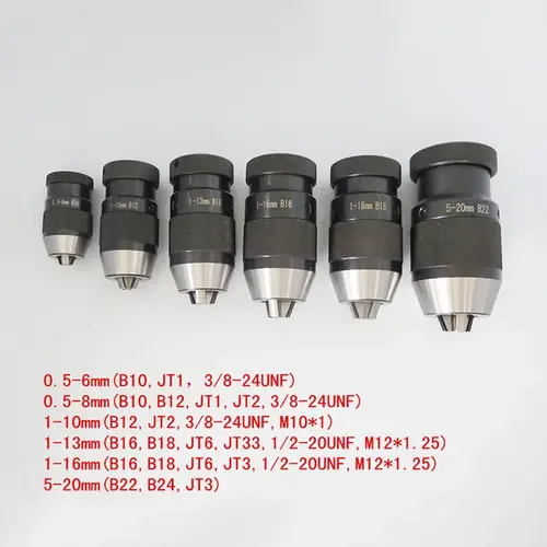 2025 newest  automatic lathe drill chuck 16 mm 13mm chuck drill B10 B12 B16 B18 B22 Self Tightening Drill Chuck Keyless Drilling - Image 6