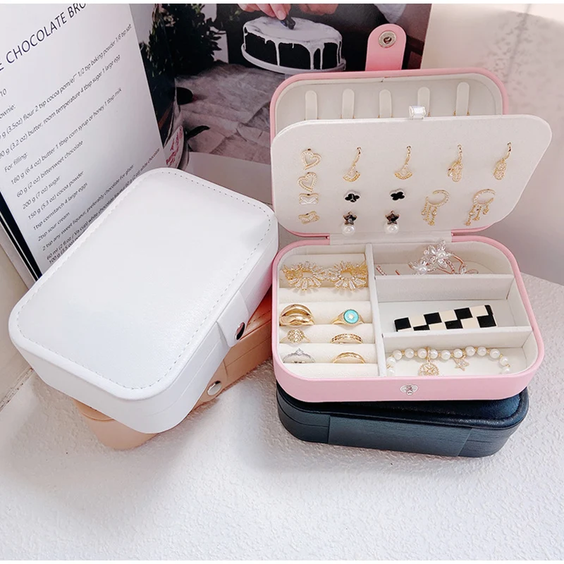 PU Jewelry Storage Box Anti-oxidation Necklace Ear Ring & Stud Pendant Jewelry Box Large Capacity Travel Portable Jewelry Box