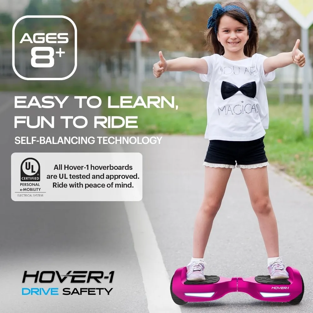 Hoverboard électrique à entraînement, batterie lithium-ion longue durée, pleine charge 6HR, vitesse maximale de 7MPH, autonomie de 3 Beauté