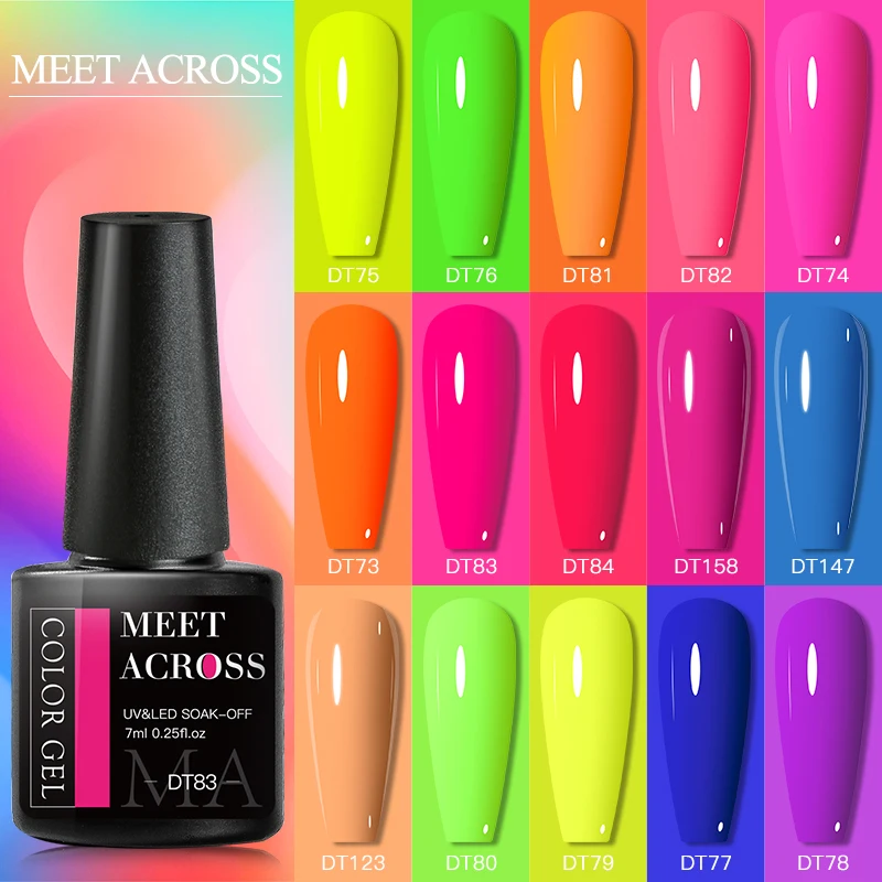 7ml Gel Nail Polish Fluorescent Neon Semi Permanent UV LED Soak Off Nail Art Manicure Gel Varnish HEMA/TPO FREE