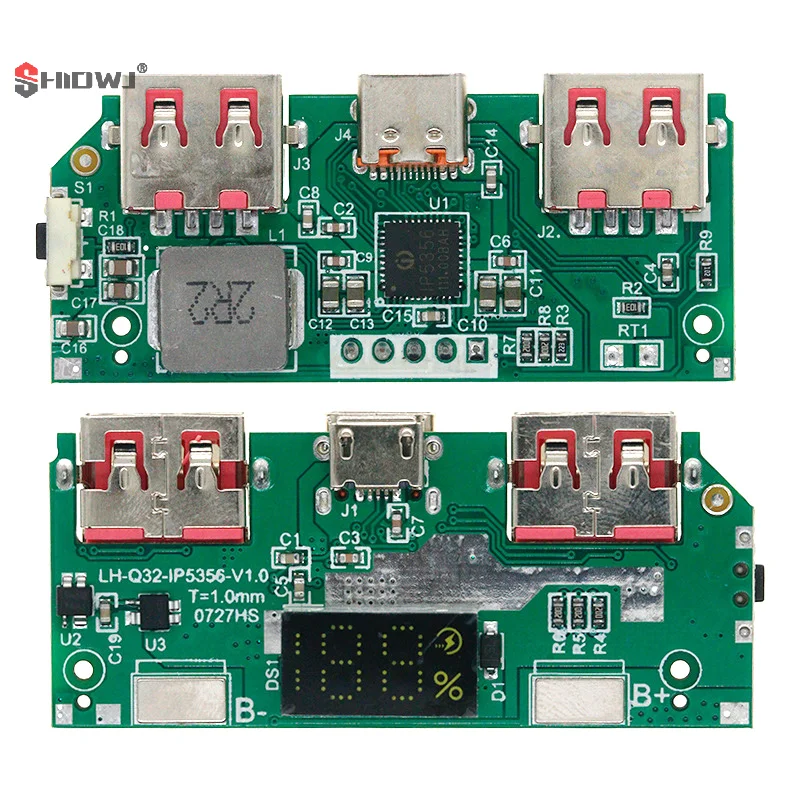 1Pc 5V 3A Lithium Battery Digital Display Fast Charging Bank Module IP5356 TYPE-C Micro USB Mobile Power Motherboard