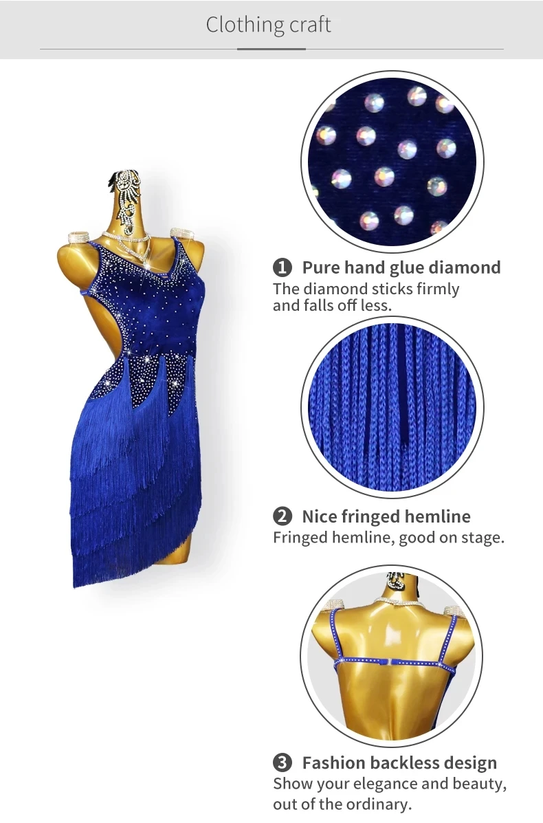 2026 Lateinamerikanischer Tanzrock Damen Samba-Kostüm Amerikanische Ballkleidung Mädchen Sportanzug Damen Trainingskleidung Partykleid – Detail 6