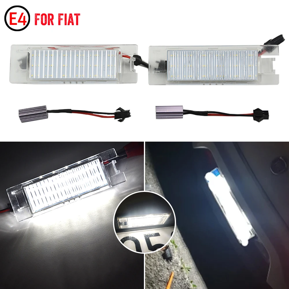 2x LED Number License Plate Light Lamp Assembly For Fiat 500L 500X Bravo Brava Grande Punto Evo Tipo Doblo Linea Car Styling