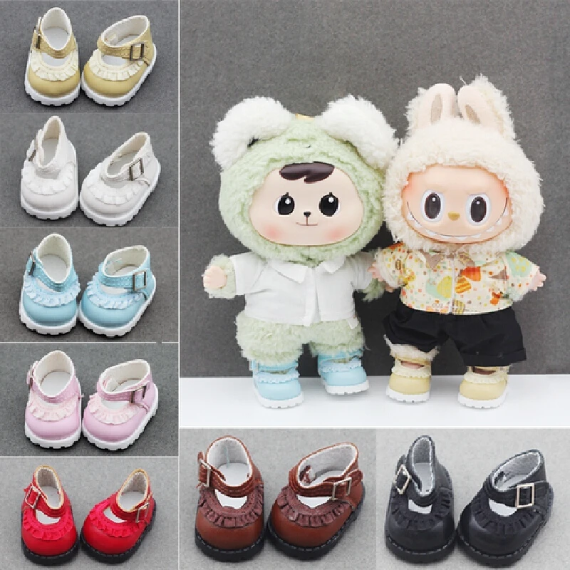 Labubu 10cm Shoes Accessories Cotton Hugging Doll Lace Shoes Princess Finger Leather Shoes Doll Peripheral Holiday Gift For Kid