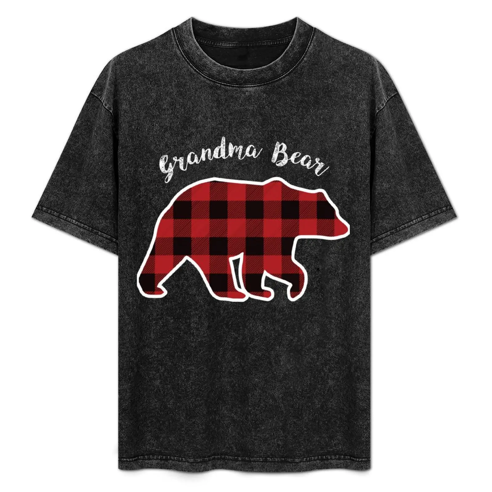 

GRANDMA BEAR | Women Red Plaid Christmas Pajama Family Gift T-Shirt Simple Graphic Design T-Shirt