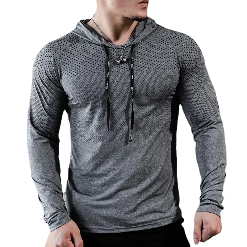 

2023 Mens Fitness Tracksuit Running Sport Hoodie Gym Joggers Hooded Workout Athletic Clothing Muscle Training Sweatshirt Tops