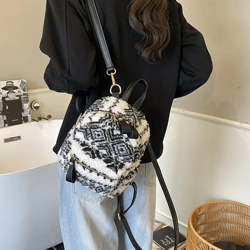 Women's Leopard Print Backpack Versatile Popular Small Backpack for All Seasons