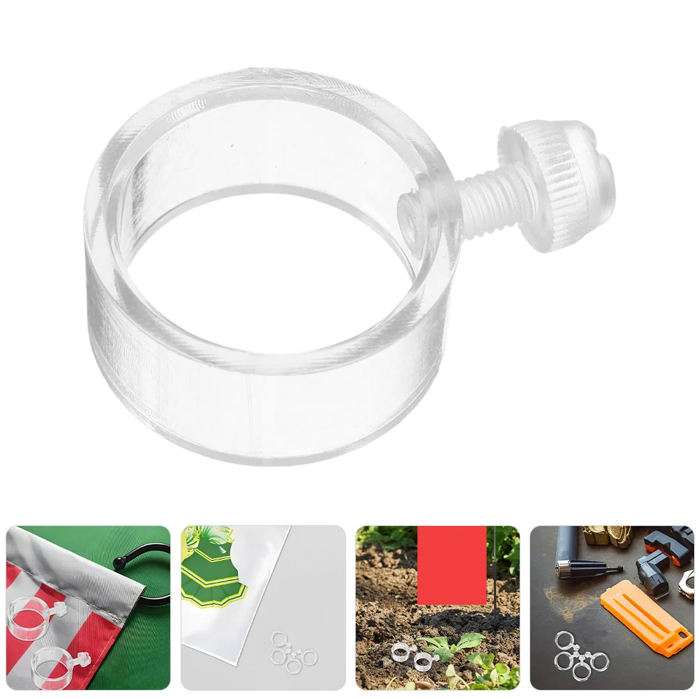 

4Pcs Flag Holder Rings Plastic Flagpole Clips for Flags Outdoor Garden Durable Practical Flag Fixing Flagpole Rings