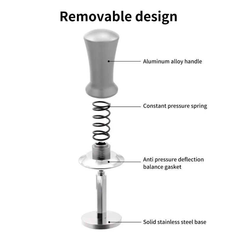 51/53/58mm Stainless Steel Coffee Tamper Adjustable Depth with Scale 30lb Espresso Springs Calibrated Tamping Flat Base with Mat