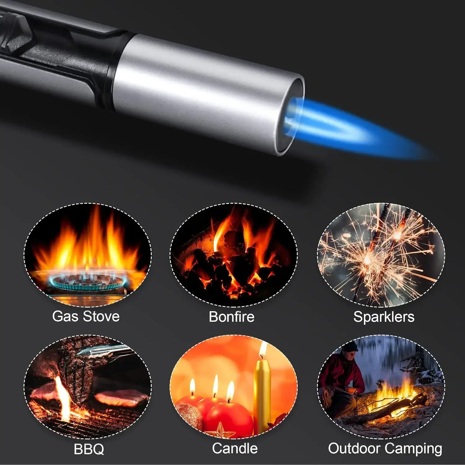 HOT HONEST Metal Torch Windproof Lighter Refillable Pen Lighter Jet Flame Butane Lighter Kitchen BBQ Candle Camping Men's Gadget - Image 5