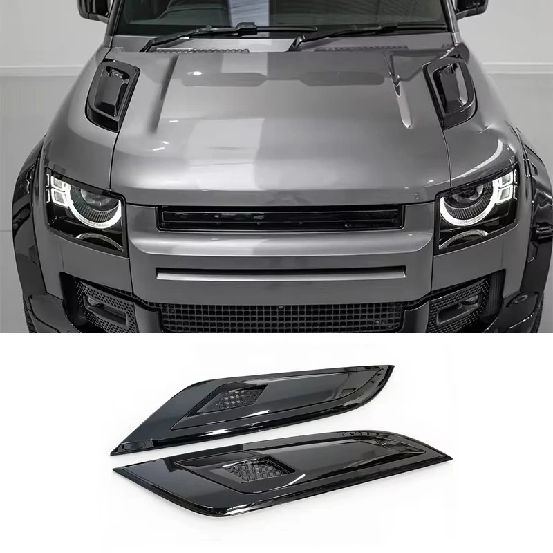 Glossy Black Front Engine Hood Grille Strip Trim Fit for  Defender 90 110 130 2020-2026
