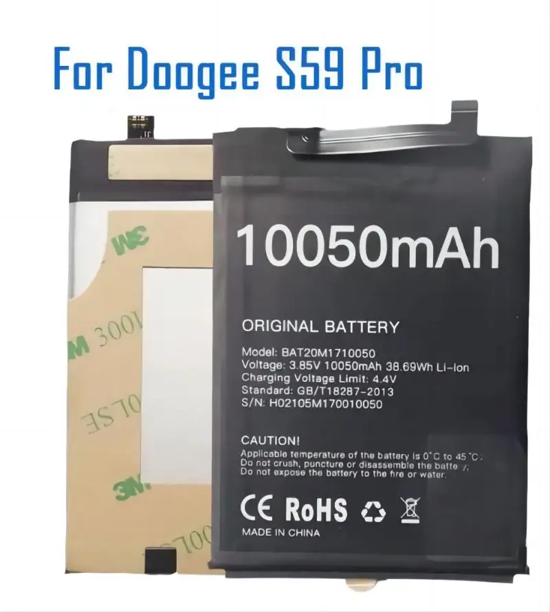 

Аккумулятор Для Doogee S59 Pro 10050 мАч, литий-ионные аккумуляторные батареи BAT20M1710050