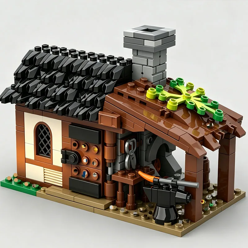 287PCS MOC Small Particle Assembly Building Block Wooden House Castle Architectural Model Toy Ornament DIY Set