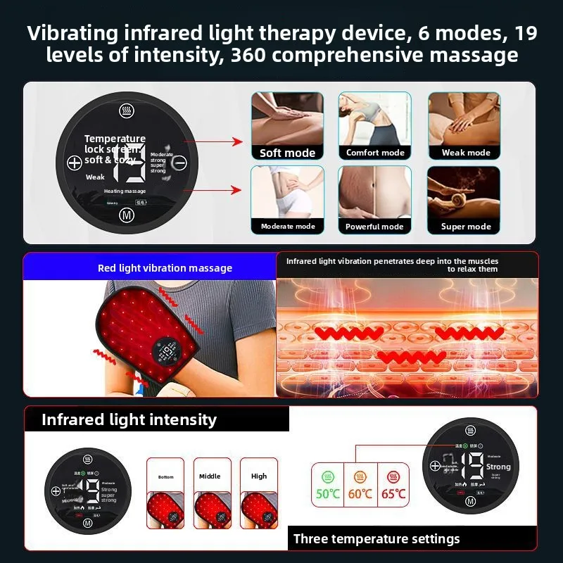 Rechargeable LED Near Infrared Light Massage Glove Red Light Therapy for Hand Pain Relief with 660nm Red & 850nm Infrared Light,