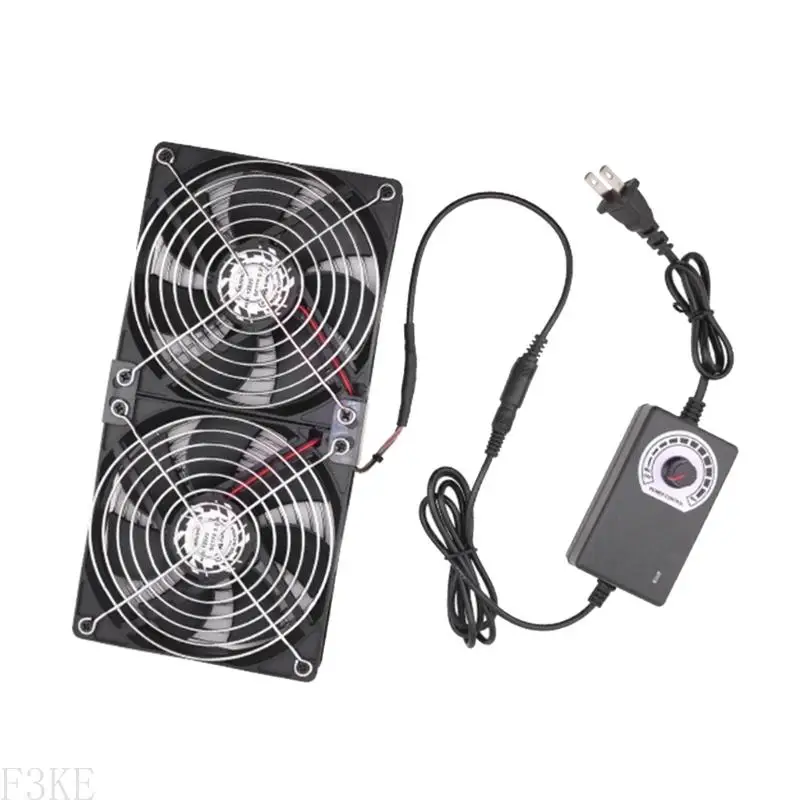 F3KE USB PC Router 120mm 100-240V Double Fan Speed ​​Controller Flower Flowing Film para o modem do receptor Router