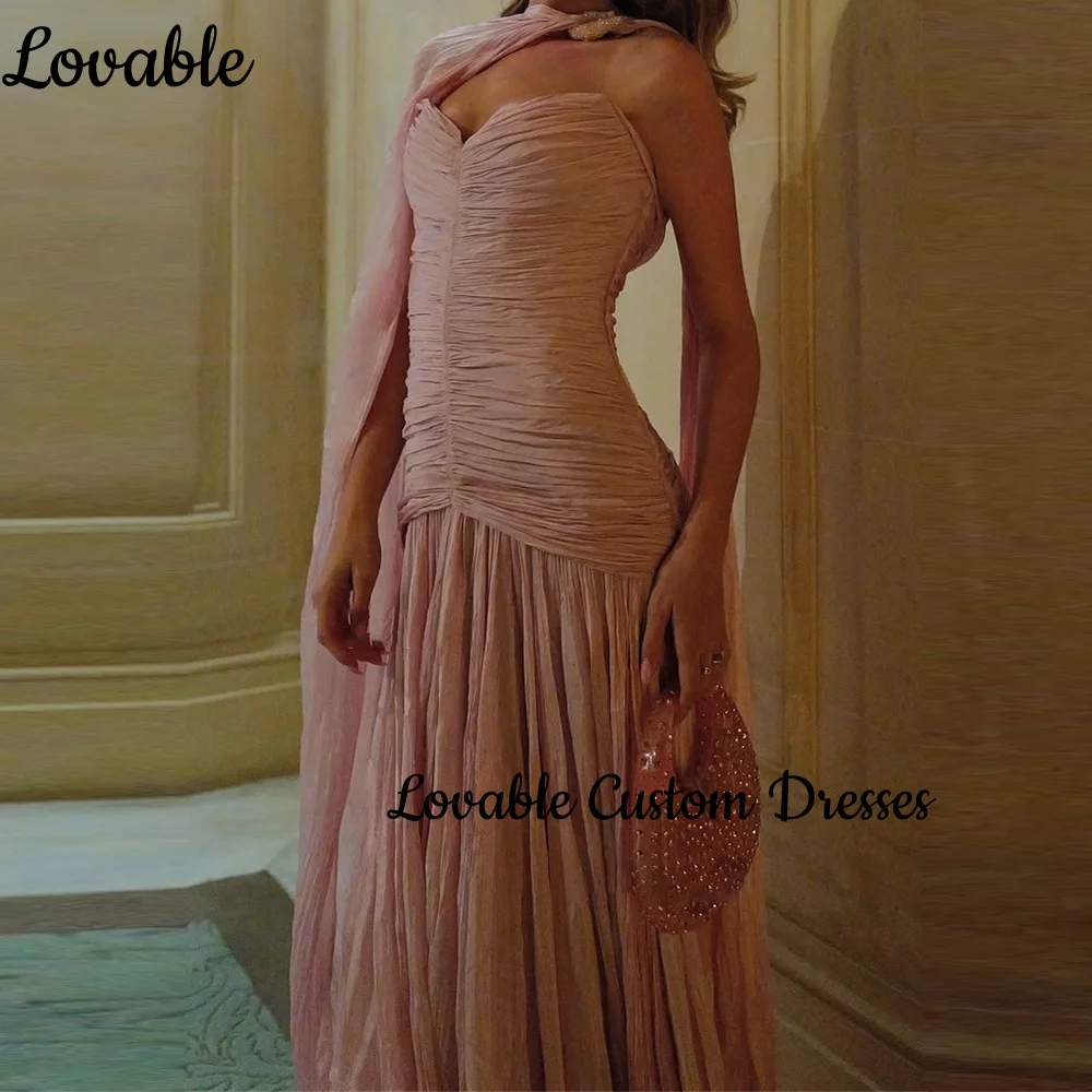 Personalizar vestido de noite coluna rosa mangas compridas querida vestido de festa de casamento até o chão plissado zíper até vestidos formais