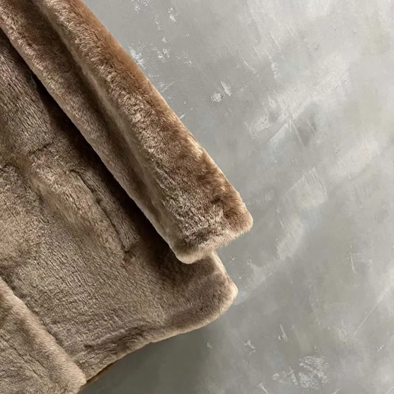 long length women coat winter 2025 new fashion o-neck collar clothes Merino wool natural real sheep fur